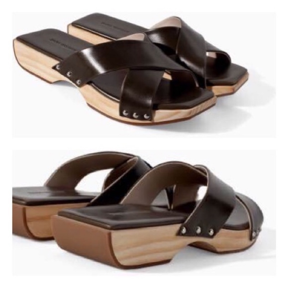 Zara Leather Crossover Sandals